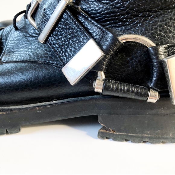 Achilles Ion Gabriel Black Leather Ankle Boots with Silver Buckles - Picture 9 of 9